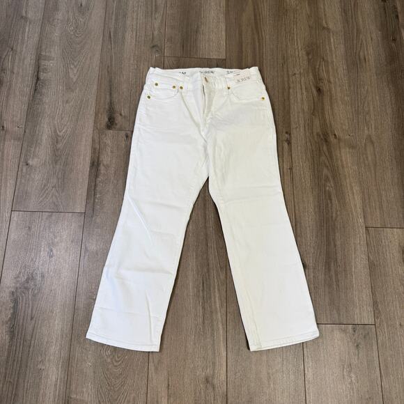 J.Crew 2003 Petite Mid-Rise Kickout Jeans WMNS 26P White Denim Stretchy Zip Fly - Picture 3 of 7